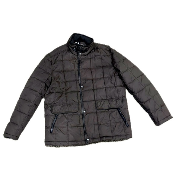 🧥💼 COLE HAAN Signature Quilted Puffer Jacket | Brown Blue Lining, Men’s Size L - Picture 1 of 6